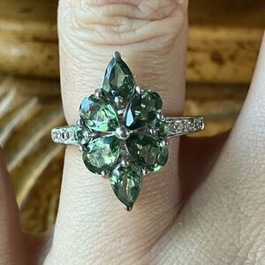 Natural Green Apatite Sterling Silver Ring Size 6